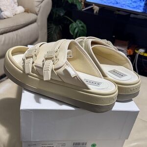Eytys Cream Beige Dual-Buckle Slide Sandals